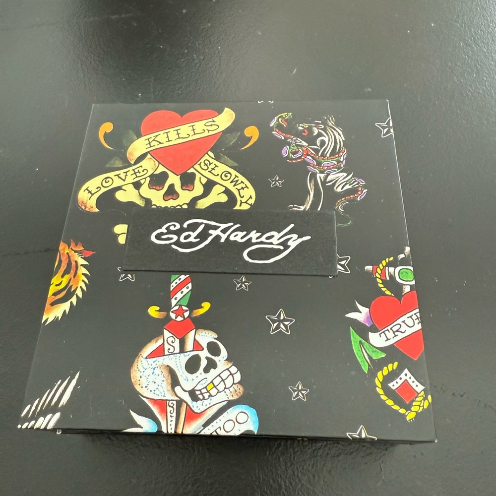 Ed Hardy Death Or Glory Metal Bracelet - Silver New in box